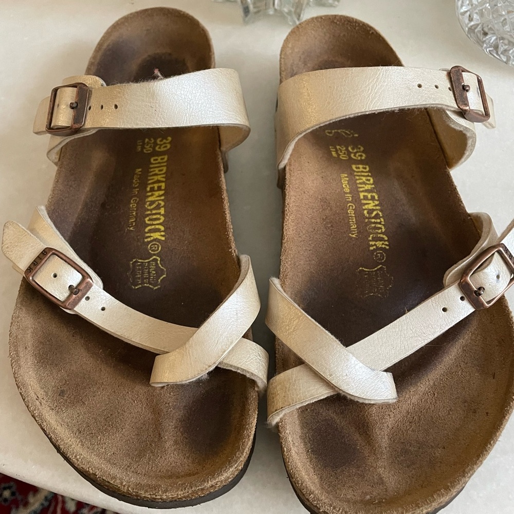 Birkenstock Off-White Leather Sandals